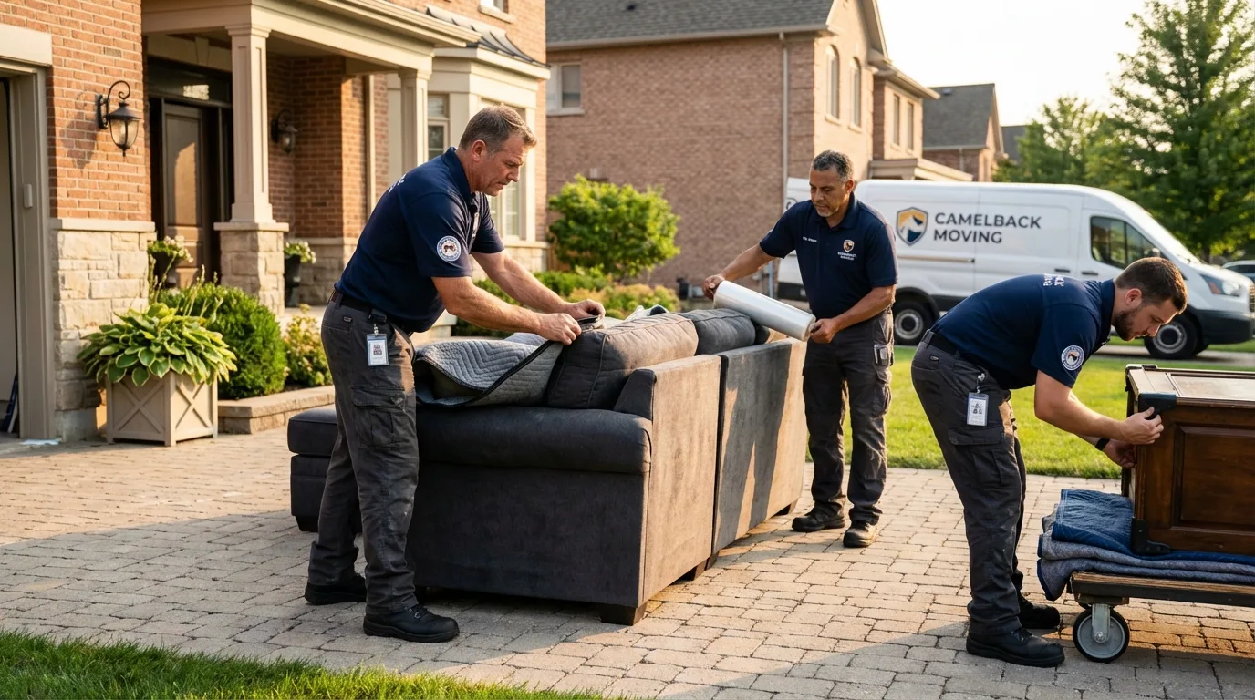 Large estate moving crew wrapping furniture in Los Lunas, NM